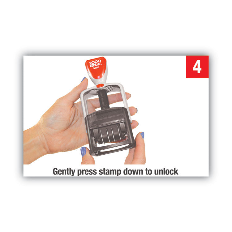 Model S 360 Two-Color Message Dater, 1.75 X 1, "received", Self-Inking, Blue/red