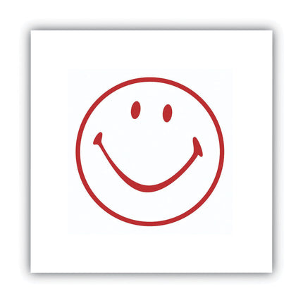 Pre-Inked Round Stamp, Smiley, 0.63" dia, Red