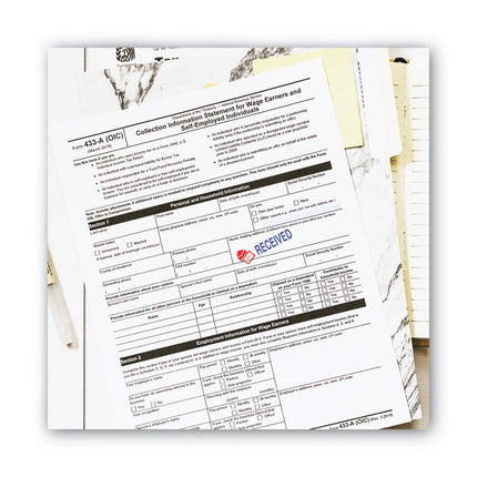 Pre-Inked Shutter Stamp, Red/Blue, RECEIVED, 1.63 x 0.5