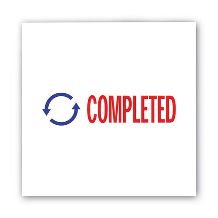 Pre-Inked Shutter Stamp, Red/Blue, COMPLETED, 1.63 x 0.5