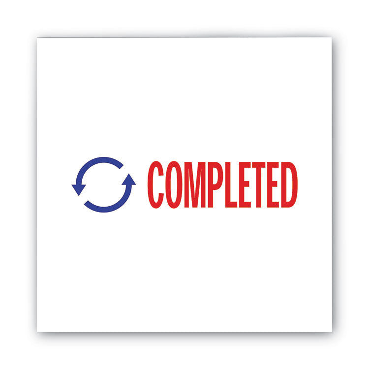 Pre-Inked Shutter Stamp, Red/Blue, COMPLETED, 1.63 x 0.5