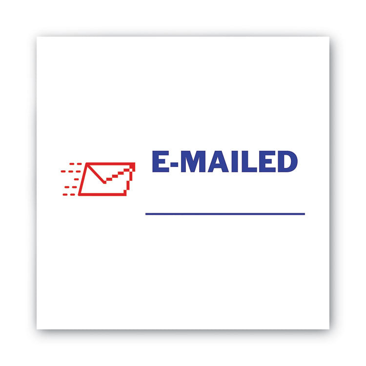 Pre-Inked Shutter Stamp, Red/Blue, EMAILED, 1.63 x 0.5