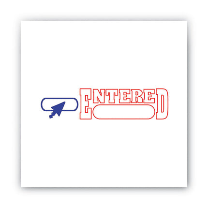 Pre-Inked Shutter Stamp, Red/Blue, ENTERED, 1.63 x 0.5