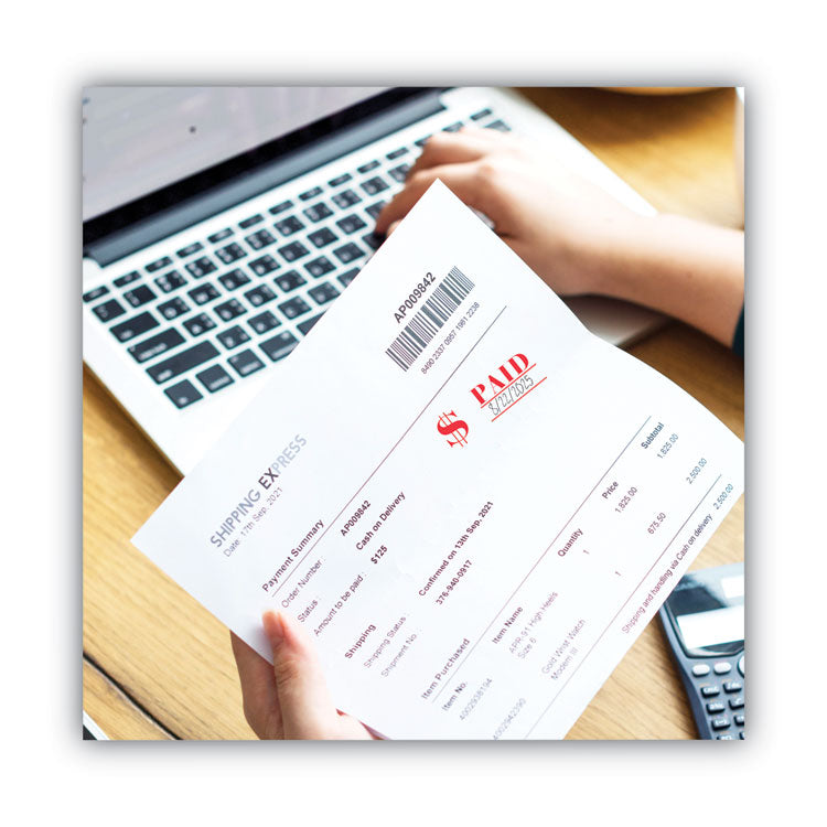 Pre-Inked Shutter Stamp, Red, PAID, 1.63 x 0.5