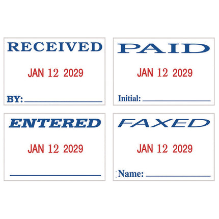 Economy Message Dater, 4 Messages, Red/blue, 1.75 X 0.94