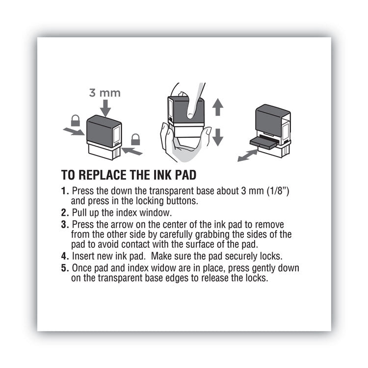 Replacement Ink Pad for 2000PLUS 1SI15P, 3" x 0.25", Black