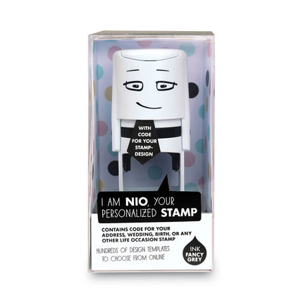 Stamp With Voucher And Fancy Gray Ink Pad, Self-Inking, 1.56" Diameter