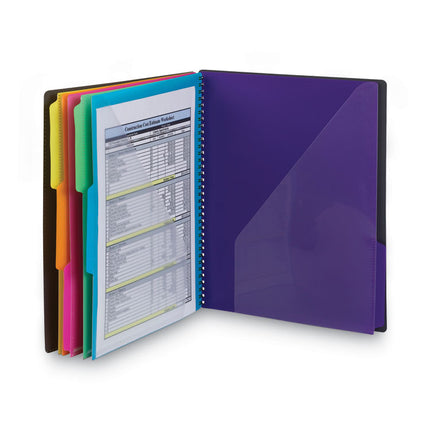 Poly Project Organizer, 12 Letter-Size Sleeves, Gray With Bright Pockets