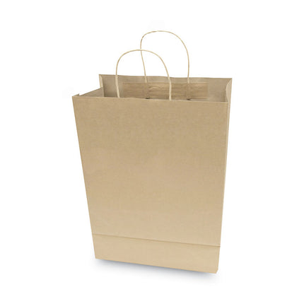 Premium Shopping Bag, Natural Twisted-Paper Handles, 10" x 4.5" x 13", Brown, 50/Box