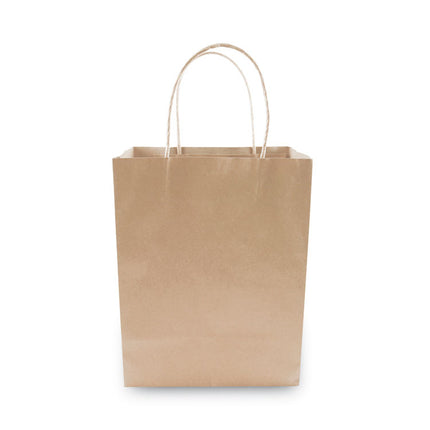 Premium Shopping Bag, Natural Twisted-Paper Handles, 8" x 4" x 10.25", Brown, 50/Box