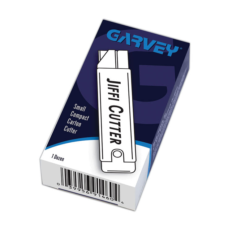 Jiffi-Cutter Compact Utility Knife with Retractable Blade, 3" Metal Handle, Chrome, 12/Box