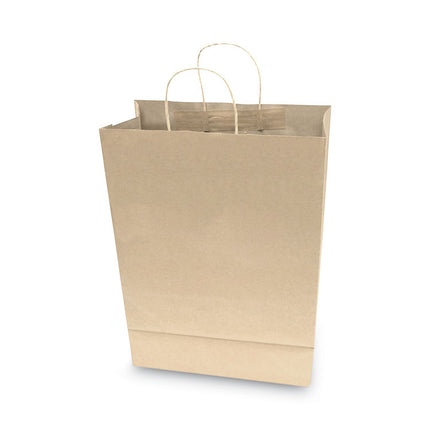 Premium Shopping Bag, Natural Twisted-Paper Handles, 12" x 6.5" x 17", Brown, 50/Box