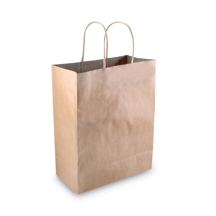 Premium Shopping Bag, Natural Twisted-Paper Handles, 8" x 4" x 10.25", Brown, 50/Box