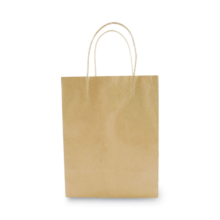Premium Shopping Bag, Natural Twisted-Paper Handles, 8" x 4" x 10.25", Brown, 50/Box