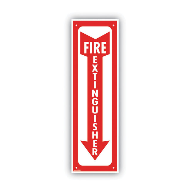 Glow-In-The-Dark Safety Sign, Fire Extinguisher, 4 X 13, Red
