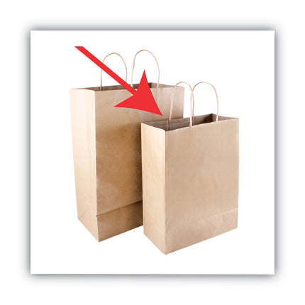 Premium Shopping Bag, Natural Twisted-Paper Handles, 10" x 4.5" x 13", Brown, 50/Box