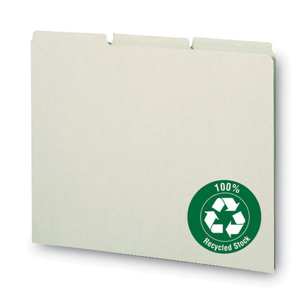 Recycled Blank Top Tab File Guides, 1/3-Cut Top Tab, Blank, 8.5 X 11, Green, 100/box