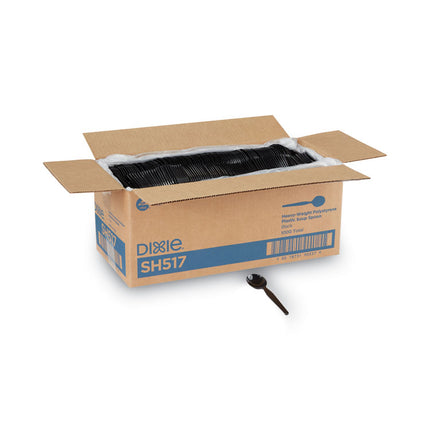 Plastic Cutlery, Heavyweight Soup Spoon, Black, 1,000/Carton