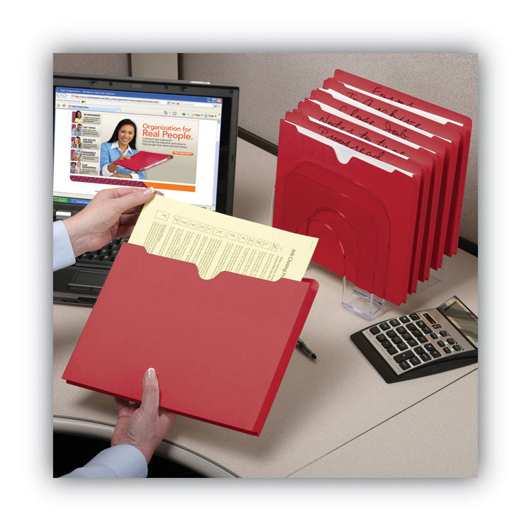 Colored File Jackets With Reinforced Double-Ply Tab, Straight Tab, Letter Size, Red, 50/box