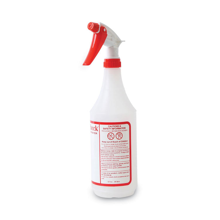 General Purpose Plastic Bottle with Trigger Spray, 32 oz, Clear/Red, 3/Pack
