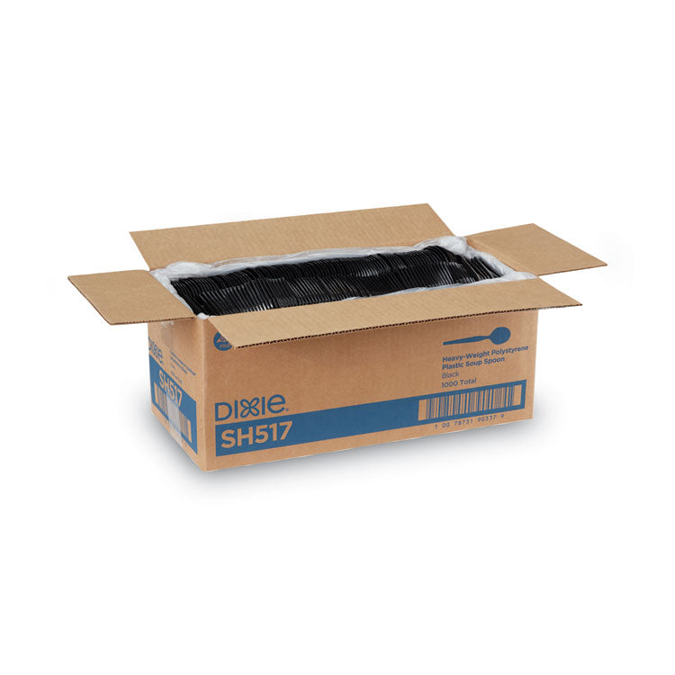Plastic Cutlery, Heavyweight Soup Spoon, Black, 1,000/Carton