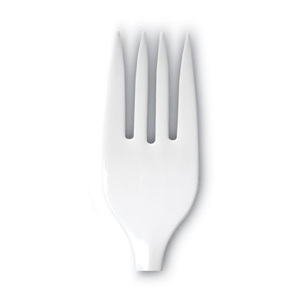 Plastic Cutlery, Mediumweight Fork, Plastic, White, 1,000/Carton