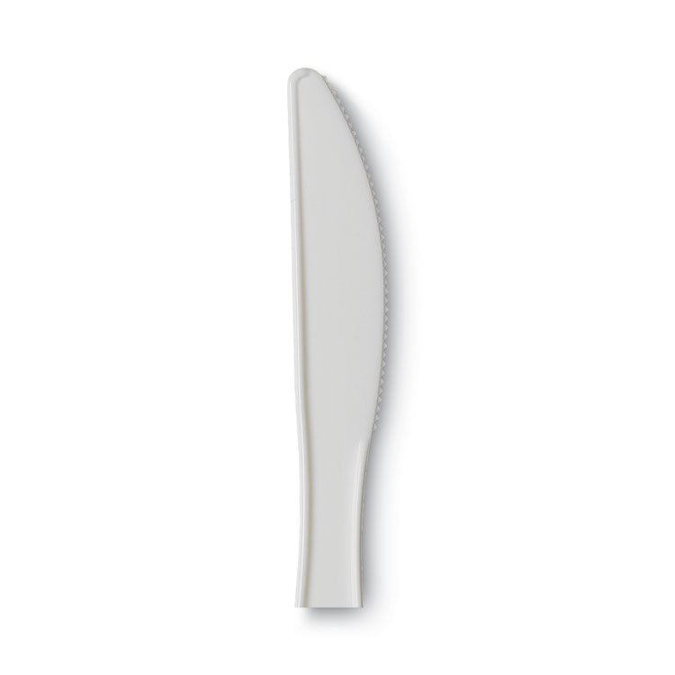 Plastic Cutlery, Mediumweight Knife, White, 1,000/Carton