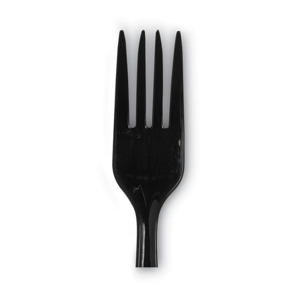 Individually Wrapped Heavyweight Forks, 6.88", Plastic, Black, 1,000/Carton