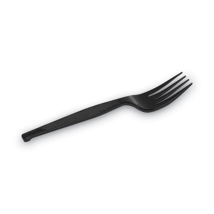 Individually Wrapped Heavyweight Forks, 6.88", Plastic, Black, 1,000/Carton
