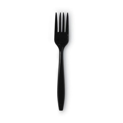 Individually Wrapped Heavyweight Forks, 6.88", Plastic, Black, 1,000/Carton