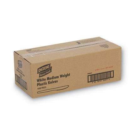 Plastic Cutlery, Mediumweight Knife, White, 1,000/Carton