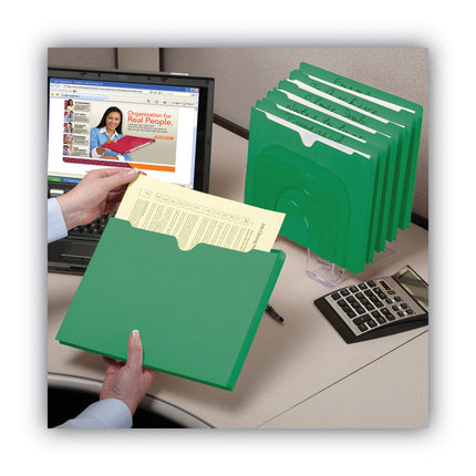Colored File Jackets With Reinforced Double-Ply Tab, Straight Tab, Letter Size, Green, 50/box