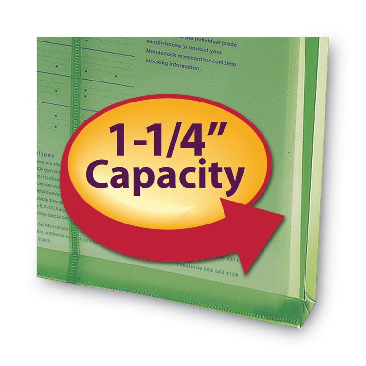 Poly String and Button Interoffice Envelopes, Open-End (Vertical), 9.75 x 11.63, Transparent Green, 5/Pack