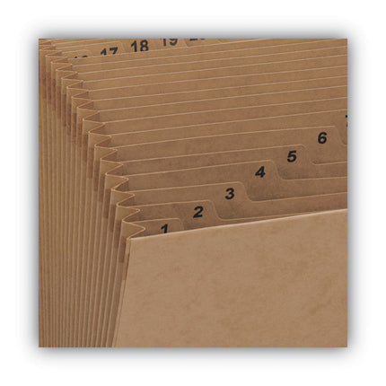 Indexed Expanding Kraft Files, 31 Sections, Elastic Cord Closure, 1/15-Cut Tabs, Letter Size, Kraft