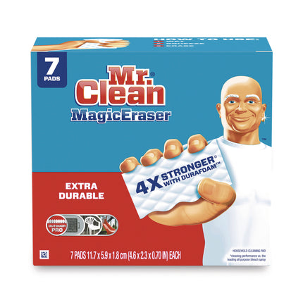 Magic Eraser Extra Durable. 4.6 X 2.4, 0.7" Thick, White, 7/pack