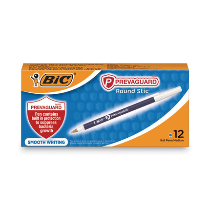 PrevaGuard Round Stic Ballpoint Pen, Stick, Medium 1 mm, Blue Ink, Blue Barrel, Dozen