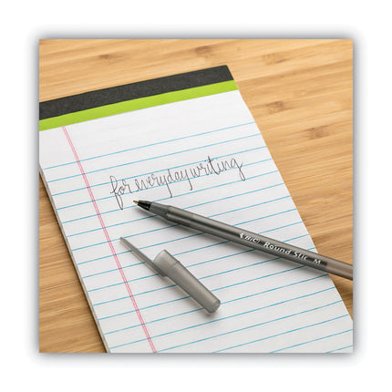 Round Stic Xtra Life Ballpoint Pen, Stick, Medium 1 mm, Black Ink, Translucent Black Barrel, Dozen