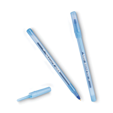 Round Stic Xtra Life Ballpoint Pen Xtra Value Pack, Stick, Medium 1.2 mm, Blue Ink, Translucent Blue Barrel, 240/Carton
