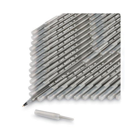 Round Stic Xtra Life Ballpoint Pen Xtra Value Pack, Stick, Medium 1 mm, Black Ink, Translucent Frost Barrel, 240/Carton