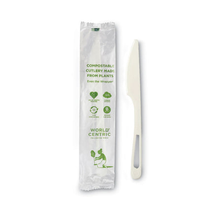 TPLA Compostable Cutlery, Knife, Plastic, White, 750/Carton