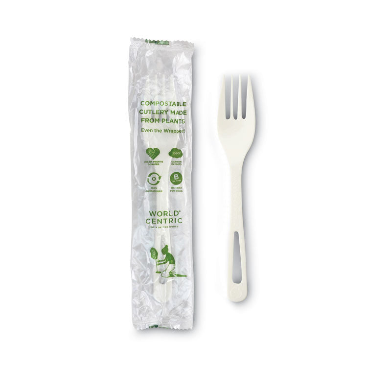 TPLA Compostable Cutlery, Fork, Plastic, White, 750/Carton