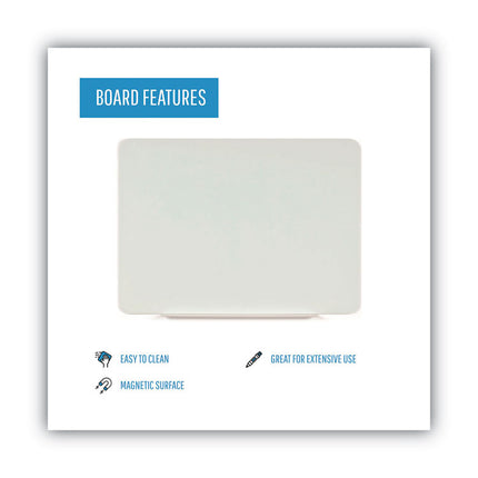 Magnetic Glass Dry Erase Board, 48" x 36", Opaque White Surface