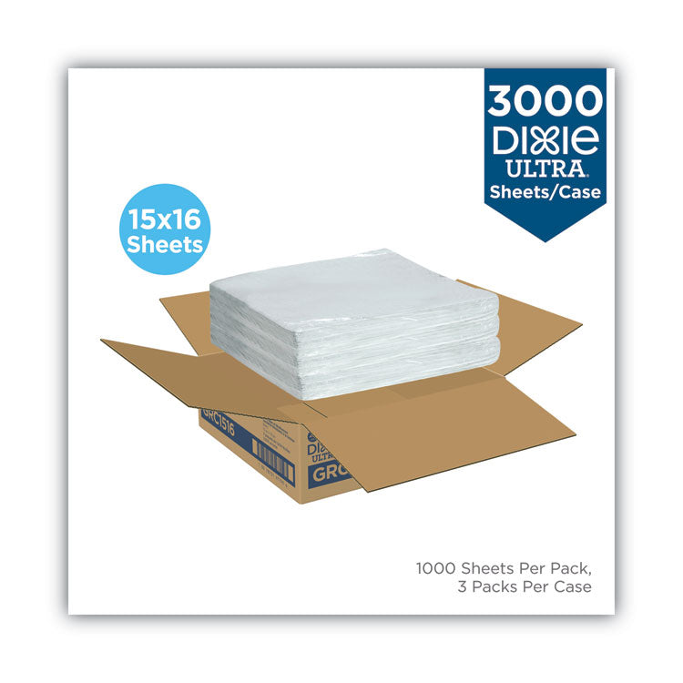 All-Purpose Food Wrap, Dry Wax Paper, 15 x 16, White, 1,000 Sheets/Pack, 3 Packs/Carton