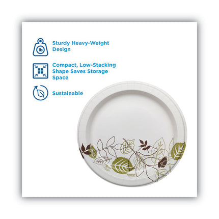Pathways Soak Proof Shield Heavyweight Paper Plates, 10.13" Dia, Green/burgundy, 125/pack