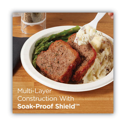 Pathways Soak-Proof Shield Mediumweight Paper Plates, WiseSize, 6.87" dia, Green/Burgundy, 500/Carton
