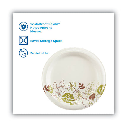 Pathways Soak-Proof Shield Mediumweight Paper Plates, Wisesize, 8.5" Dia, Green/burgundy, 125/pack, 4 Packs/carton