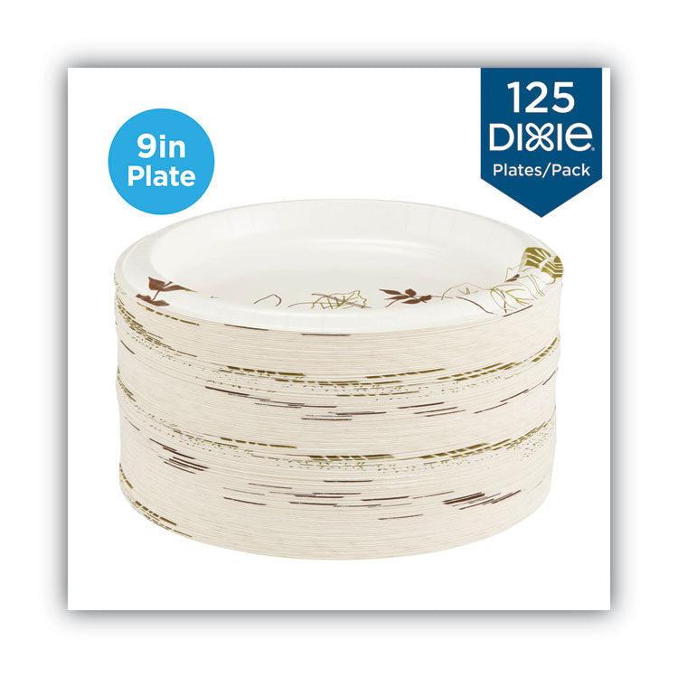 Pathways Soak-Proof Shield Mediumweight Paper Plates, 8.5" Dia, Green/burgundy, 125/pack