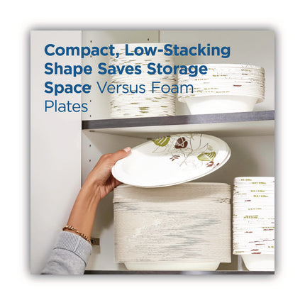 Pathways Soak-Proof Shield Mediumweight Paper Plates, 8.5" dia, Green/Burgundy, 1,000/Carton