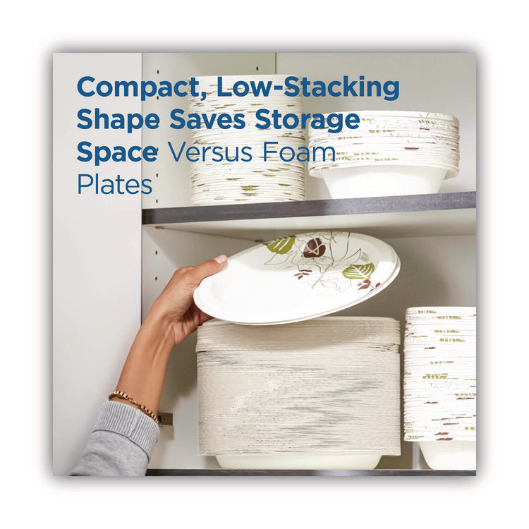 Pathways Soak-Proof Shield Mediumweight Paper Plates, 8.5" dia, Green/Burgundy, 1,000/Carton