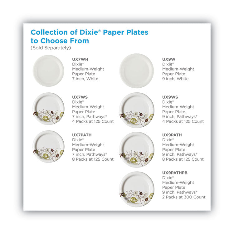 Pathways Soak-Proof Shield Mediumweight Paper Plates, Wisesize, 8.5" Dia, Green/burgundy, 125/pack